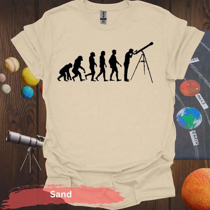 Evolution of Curiosity T-Shirt – From Ape to Stargazer - S / Sand - Physical Item