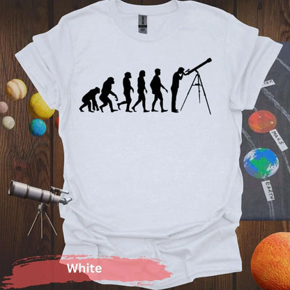 Evolution of Curiosity T-Shirt – From Ape to Stargazer - S / White - Physical Item