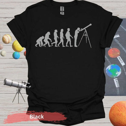 Evolution of Stargazing T-Shirt – From Ape to Astronomer - S / Black - Physical Item