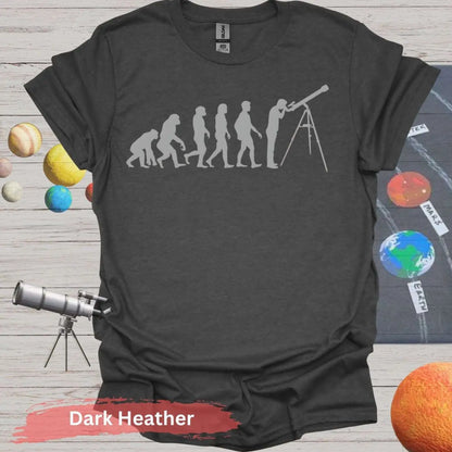 Evolution of Stargazing T-Shirt – From Ape to Astronomer - S / Dark Heather - Physical Item