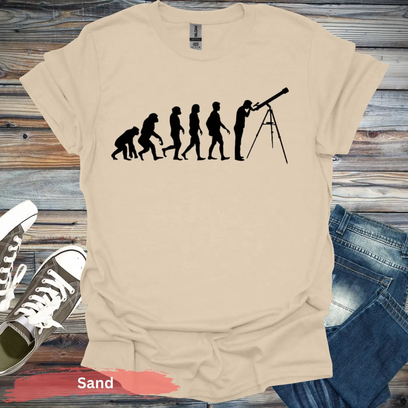 Evolution in Astronomy T-shirt - S / Sand - Physical Item
