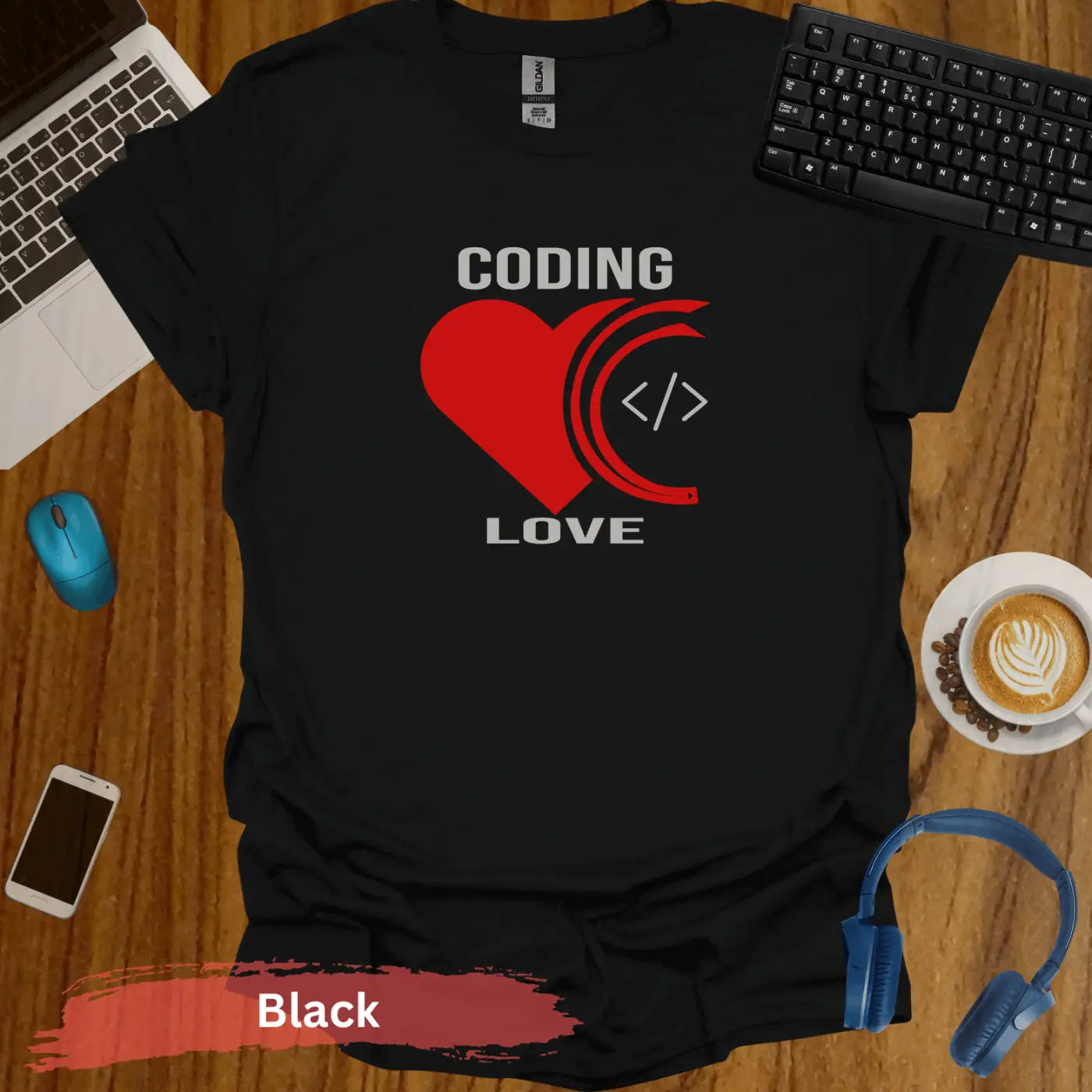 Express Your Passion with Coding Love T-Shirt - S / Black - Physical Item