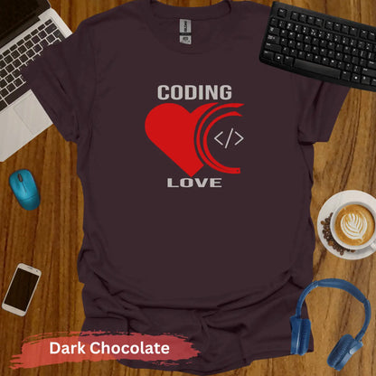 Express Your Passion with Coding Love T-Shirt - S / Dark Chocolate - Physical Item