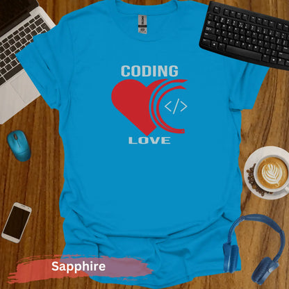 Express Your Passion with Coding Love T-Shirt - S / Sapphire - Physical Item