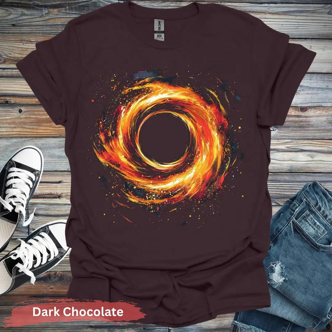 Fiery Black Hole T-shirt - S / Dark Chocolate - Physical Item