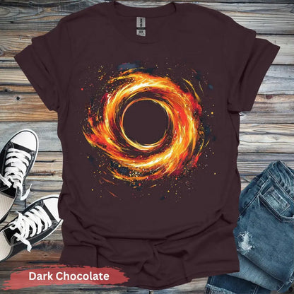 Fiery Black Hole T-shirt - S / Dark Chocolate - Physical Item