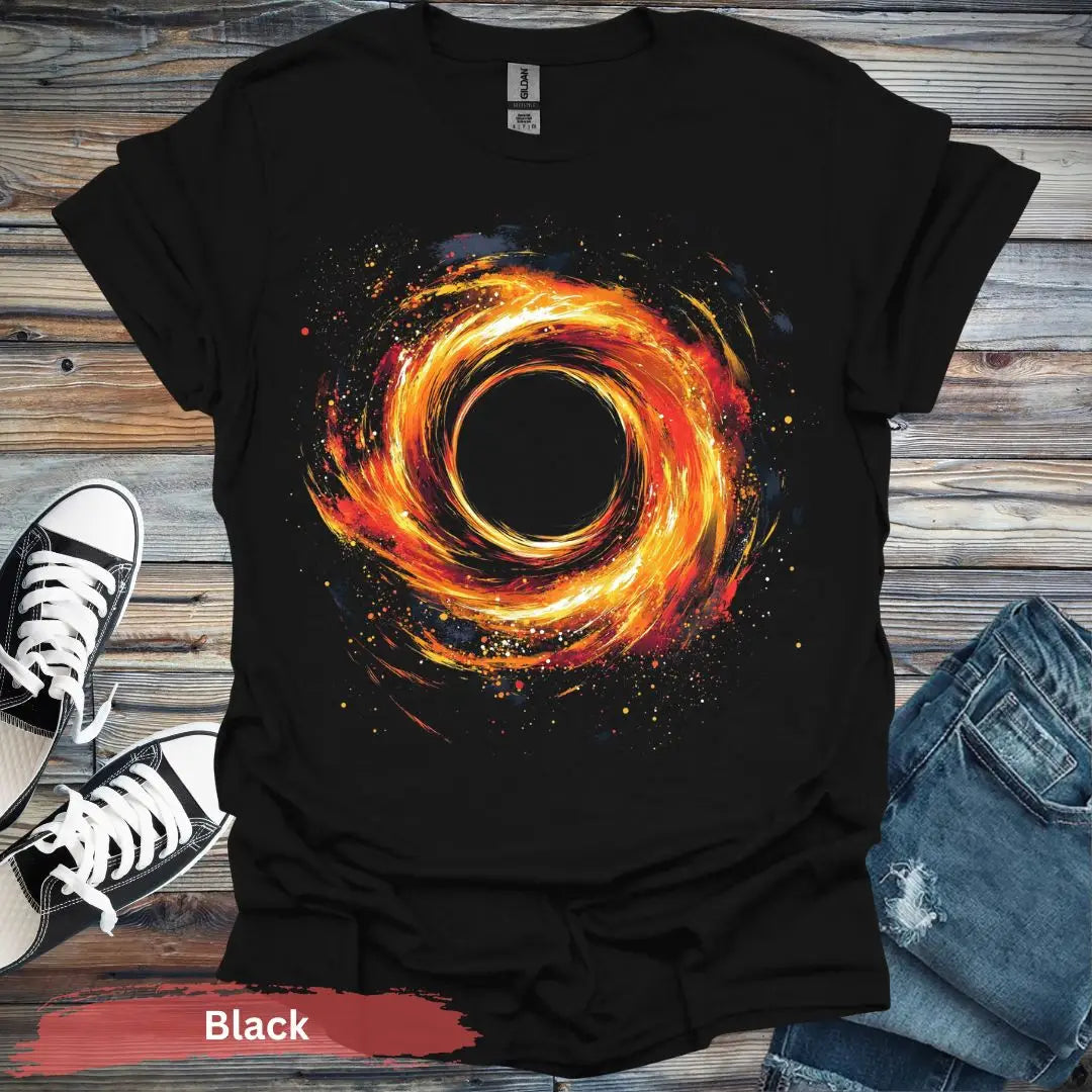 Fiery Black Hole T-shirt - S / Physical Item