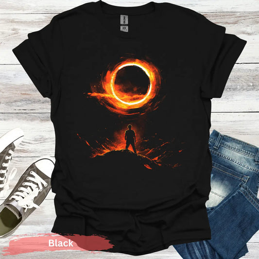 Fiery Solar Eclipse T-shirt - S / Black - Physical Item