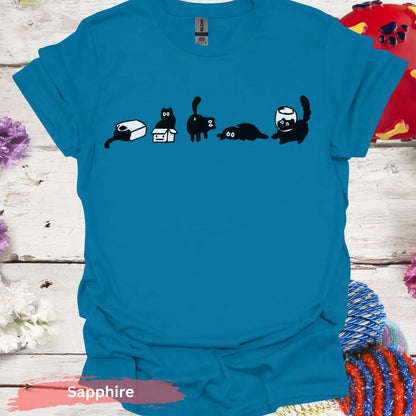 Five mood Funny Cat T-shirt - S / Sapphire - Physical Item