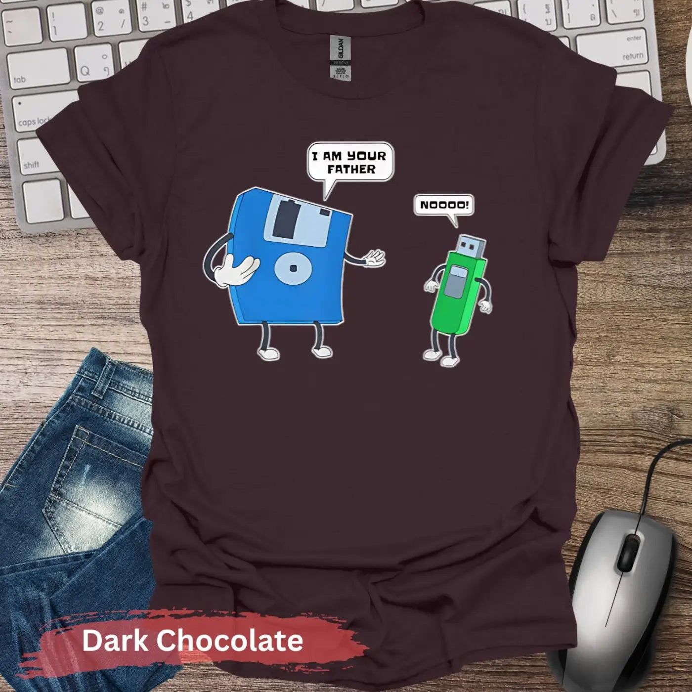 Floppy Disk USB Comic T-shirt - S / Dark Chocolate - Physical Item