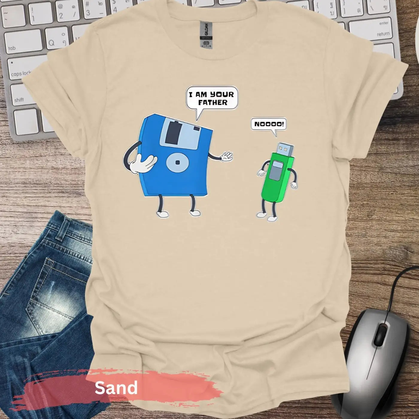 Floppy Disk USB Comic T-shirt - S / Sand - Physical Item