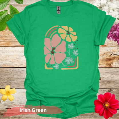 Floral Print Pastel Colors Graphic T-Shirt - S / Irish Green - Physical Item