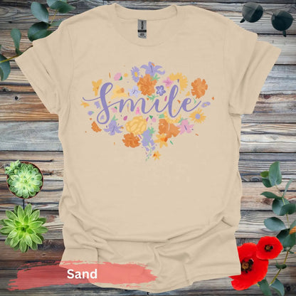 Floral Smile T-shirt - S / Sand - Physical Item