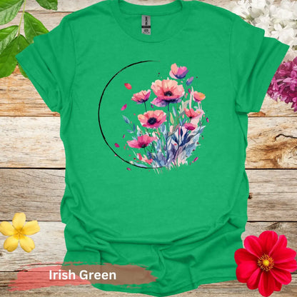 Floral Watercolor Art T-shirt - S / Irish Green - Physical Item