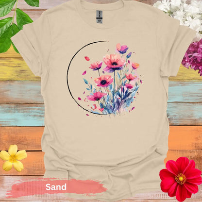 Floral Watercolor Art T-shirt - S / Sand - Physical Item