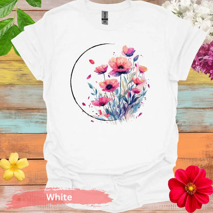 Floral Watercolor Art T-shirt - S / White - Physical Item