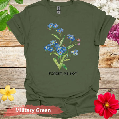 Forget-Me-Not T-shirt - S / Military Green - Physical Item