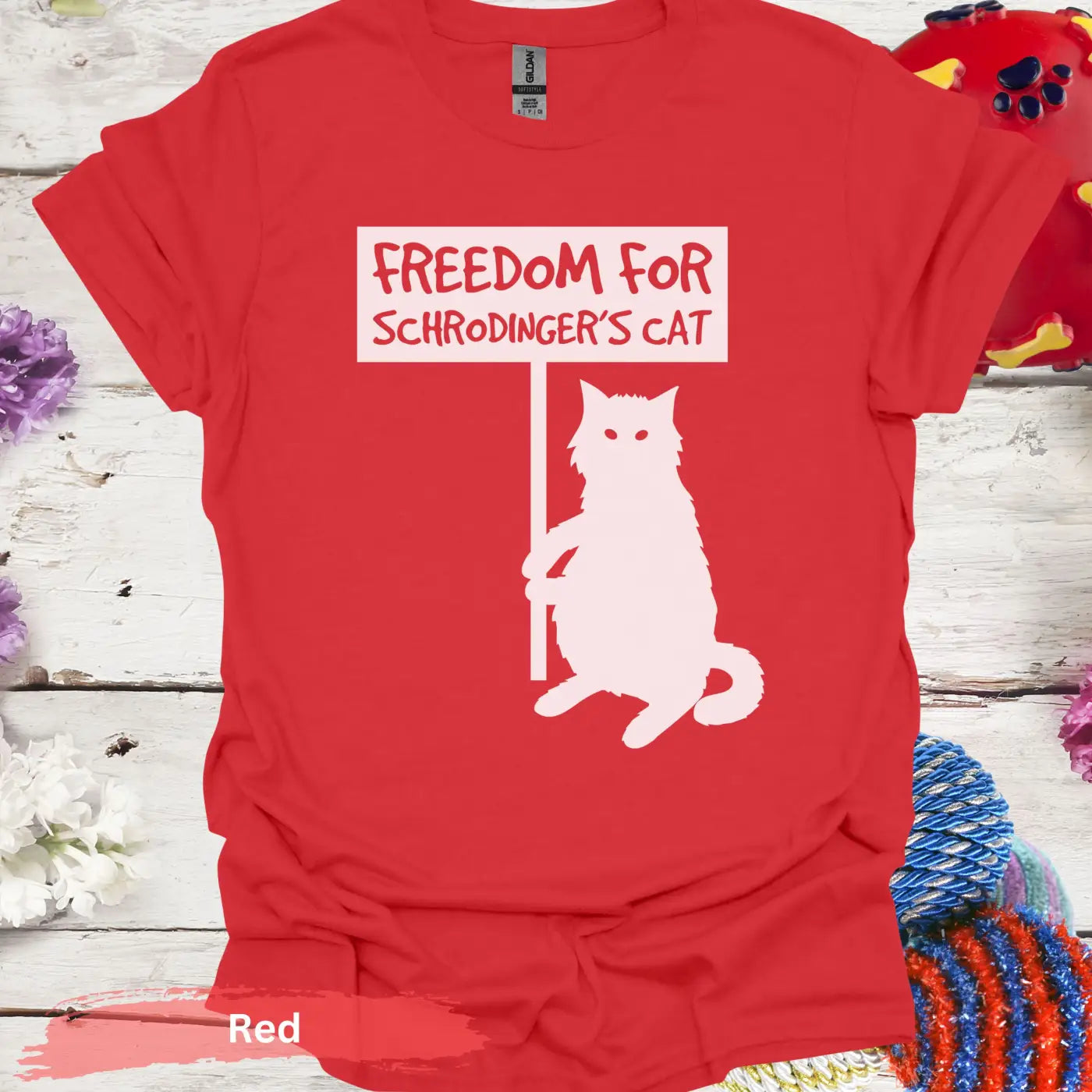 Freedom for Schrödinger’s Cat T-Shirt - S / Red - Physical Item