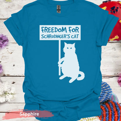 Freedom for Schrödinger’s Cat T-Shirt - S / Sapphire - Physical Item