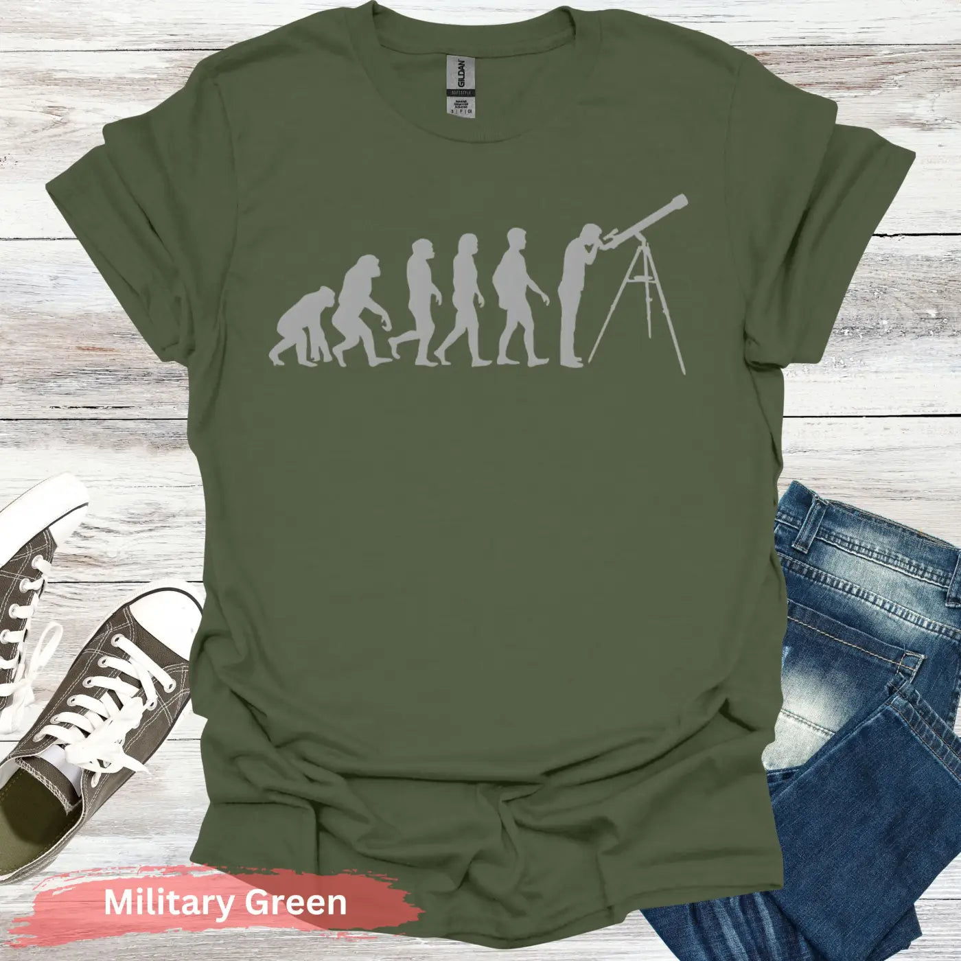 From Ape to Astronomer T-shirt - S / Military Green - Physical Item
