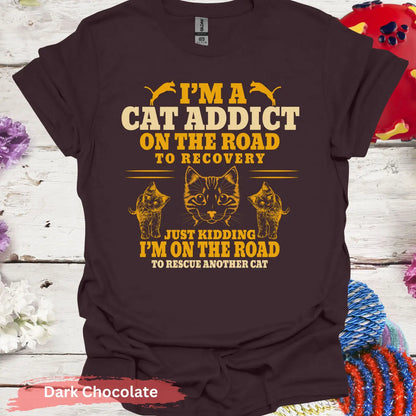 Cat Addict T-Shirt - S / Dark Chocolate - Physical Item