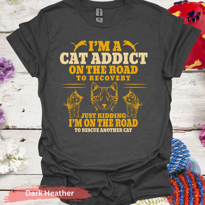 Cat Addict T-Shirt - S / Dark Heather - Physical Item