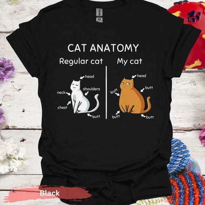 Funny Cat Anatomy T-Shirt - S / Black - Physical Item