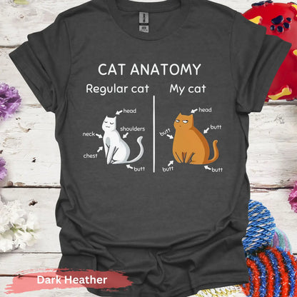 Funny Cat Anatomy T-Shirt - S / Dark Heather - Physical Item