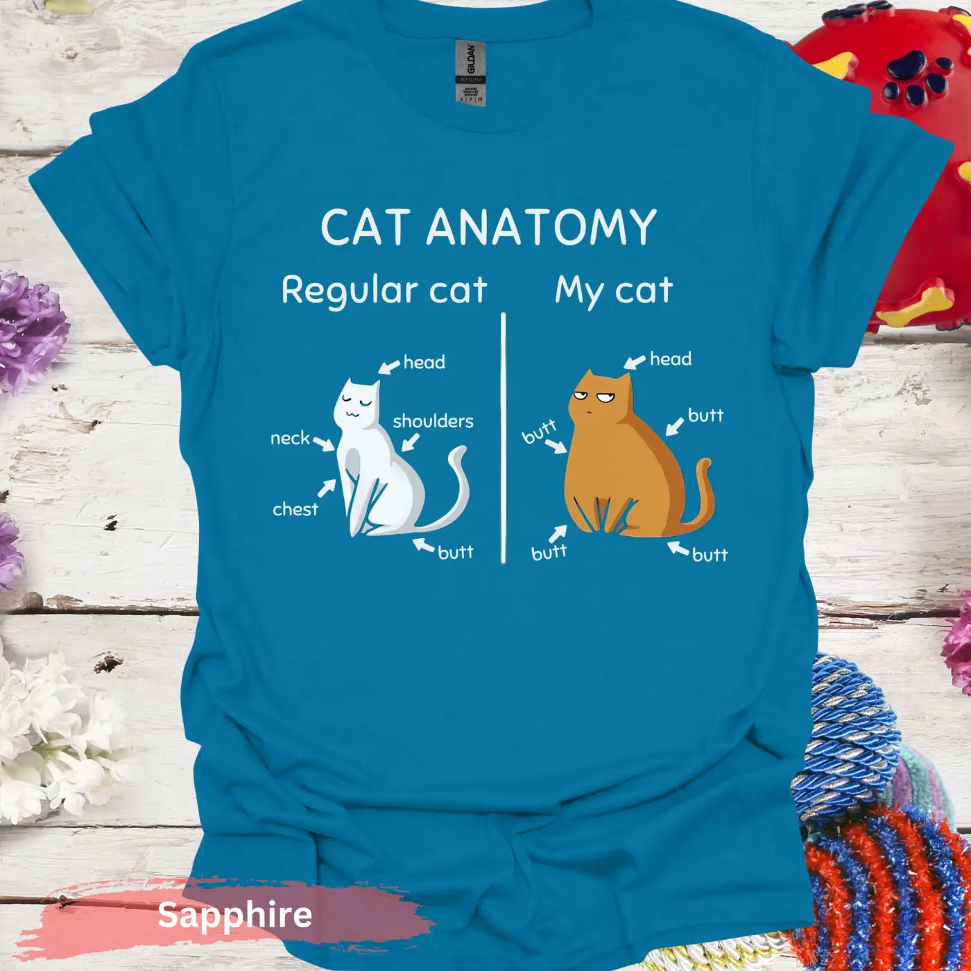 Cat Anatomy T-Shirt - S / Sapphire - Physical Item