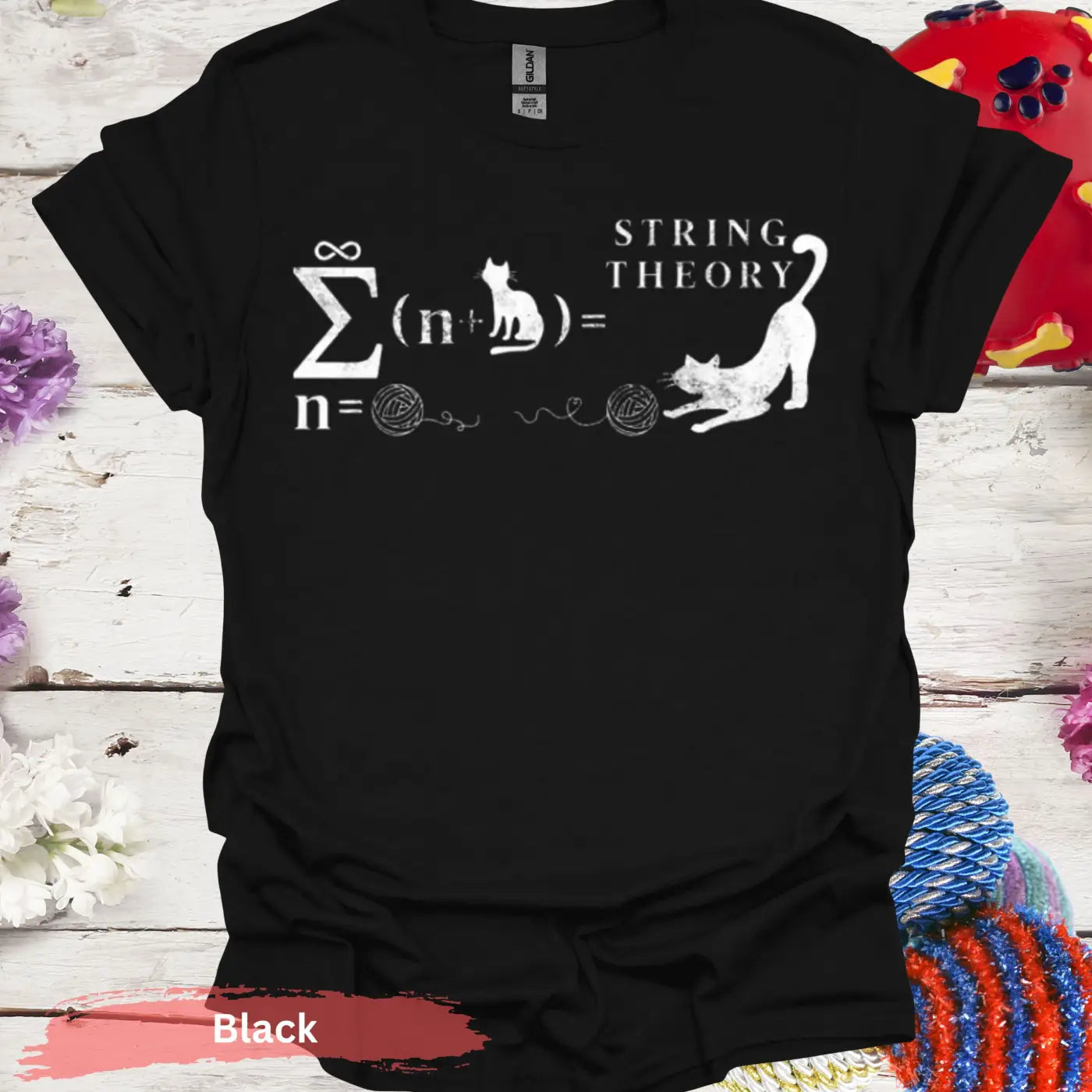 Cat String Theory T-Shirt - S / Black - Physical Item