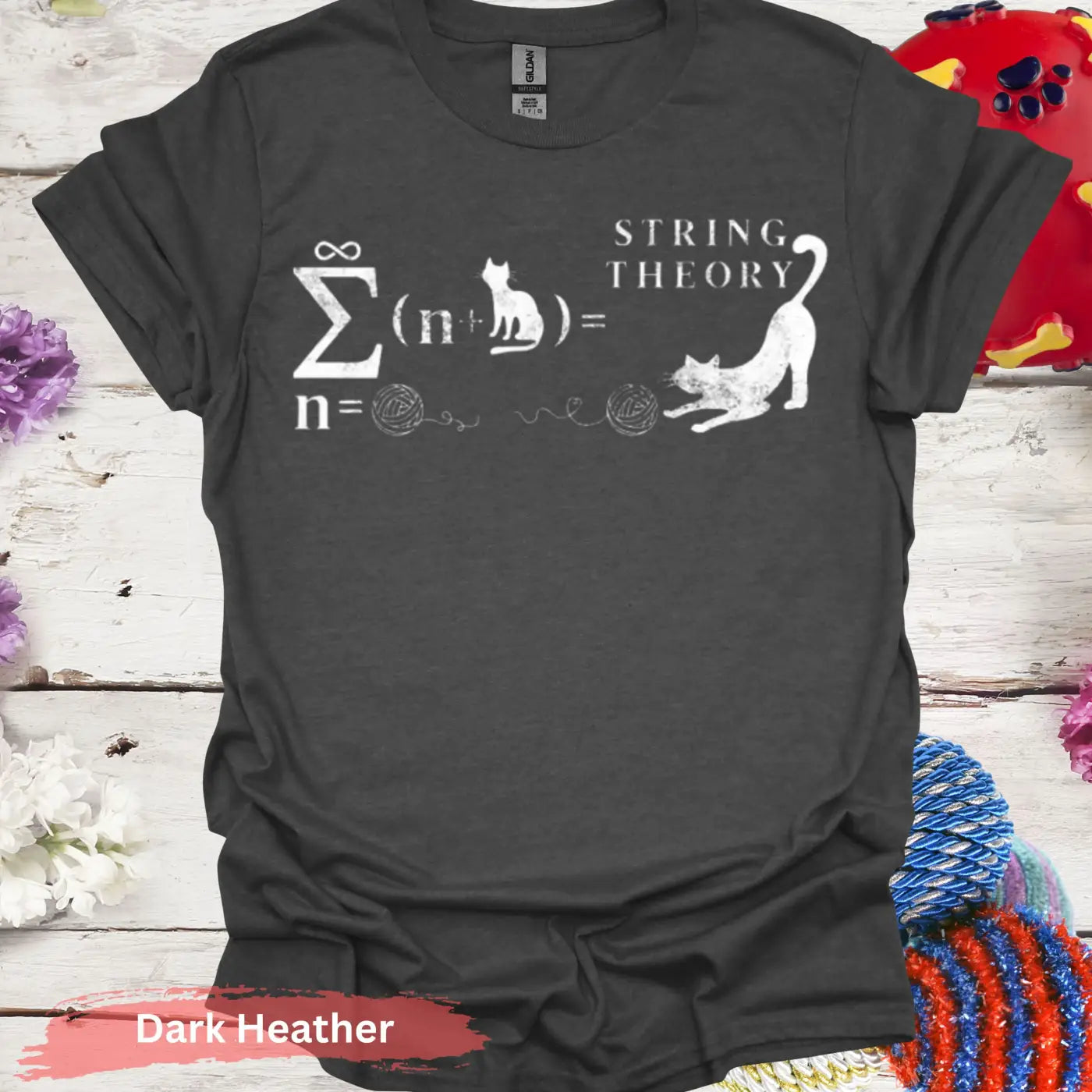 Cat String Theory T-Shirt - S / Dark Heather - Physical Item