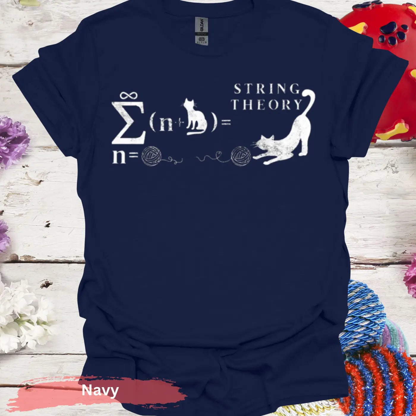 Cat String Theory T-Shirt - S / Navy - Physical Item