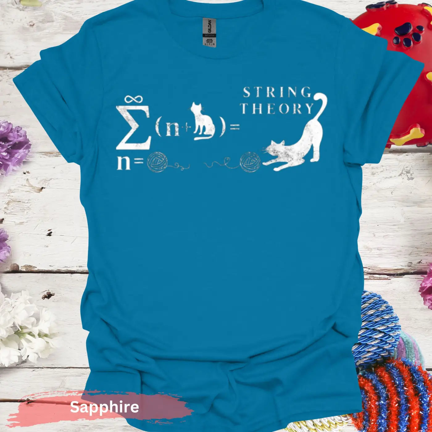 Cat String Theory T-Shirt - S / Sapphire - Physical Item