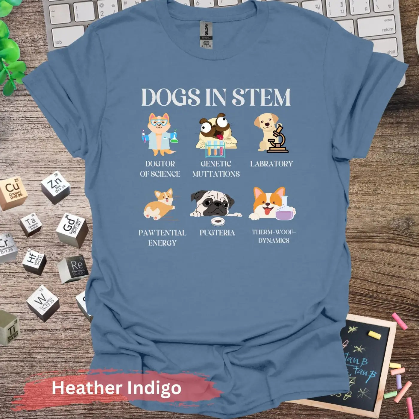 Funny Dogs in STEM T-Shirt - S / Heather Indigo - Physical Item