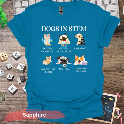 Funny Dogs in STEM T-Shirt - S / Sapphire - Physical Item