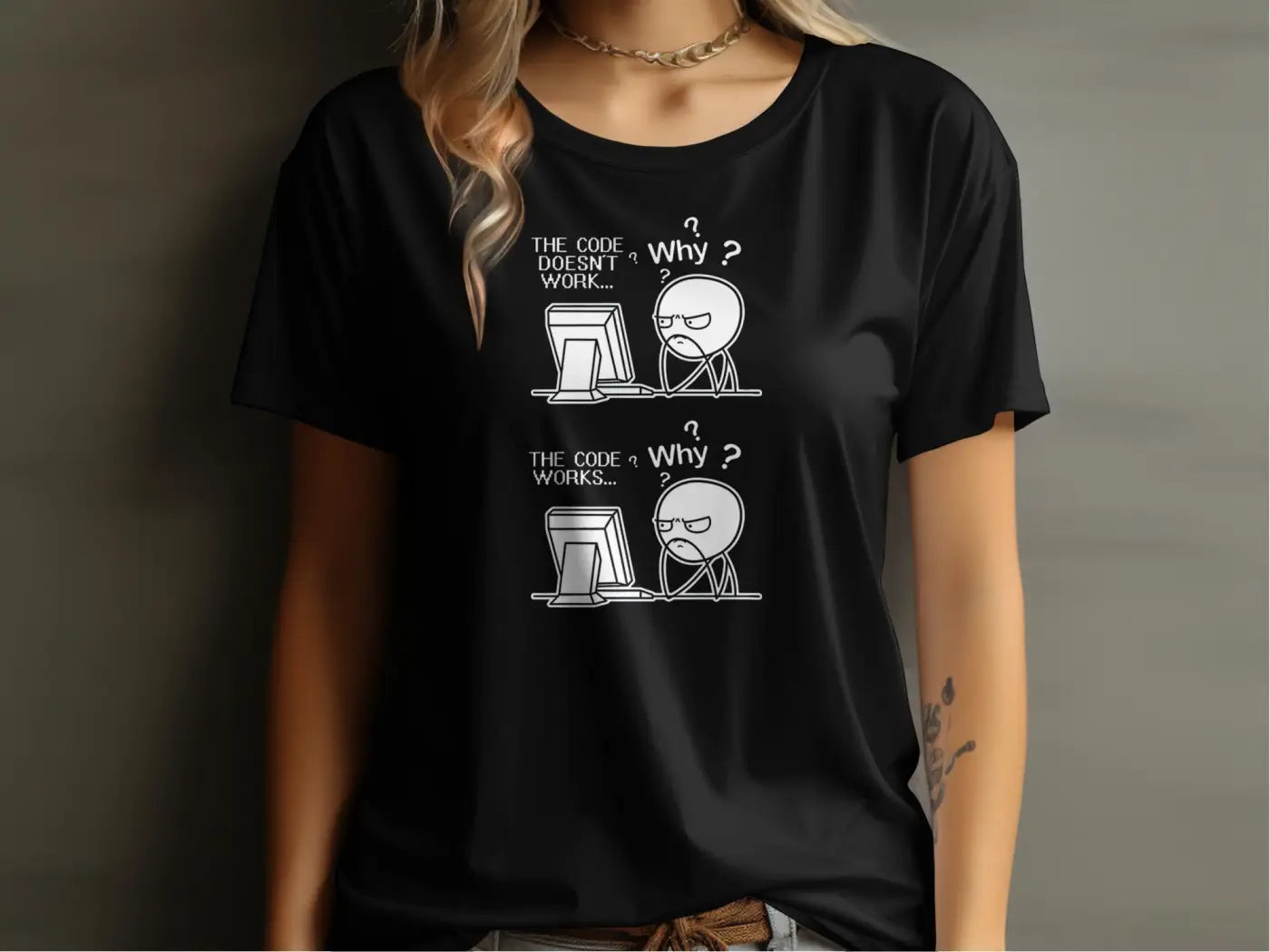 Funny Programmer Coding Comic Meme T-Shirt - Physical Item