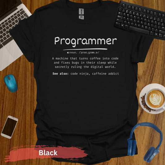 Funny Programmer Definition T-Shirt - S / Black - Physical Item