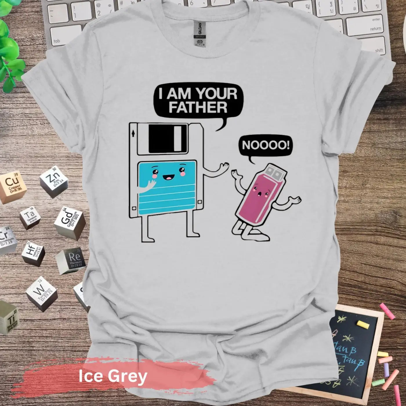 Funny Retro Floppy Disk and USB Quote T-Shirts - S / Ice Grey - Physical Item