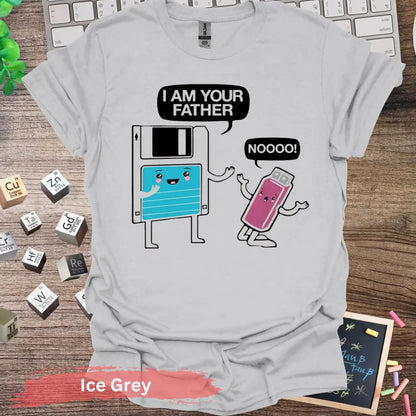 Funny Retro Floppy Disk and USB Quote T-Shirts - S / Ice Grey - Physical Item