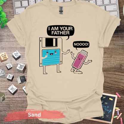 Funny Retro Floppy Disk and USB Quote T-Shirts - S / Sand - Physical Item