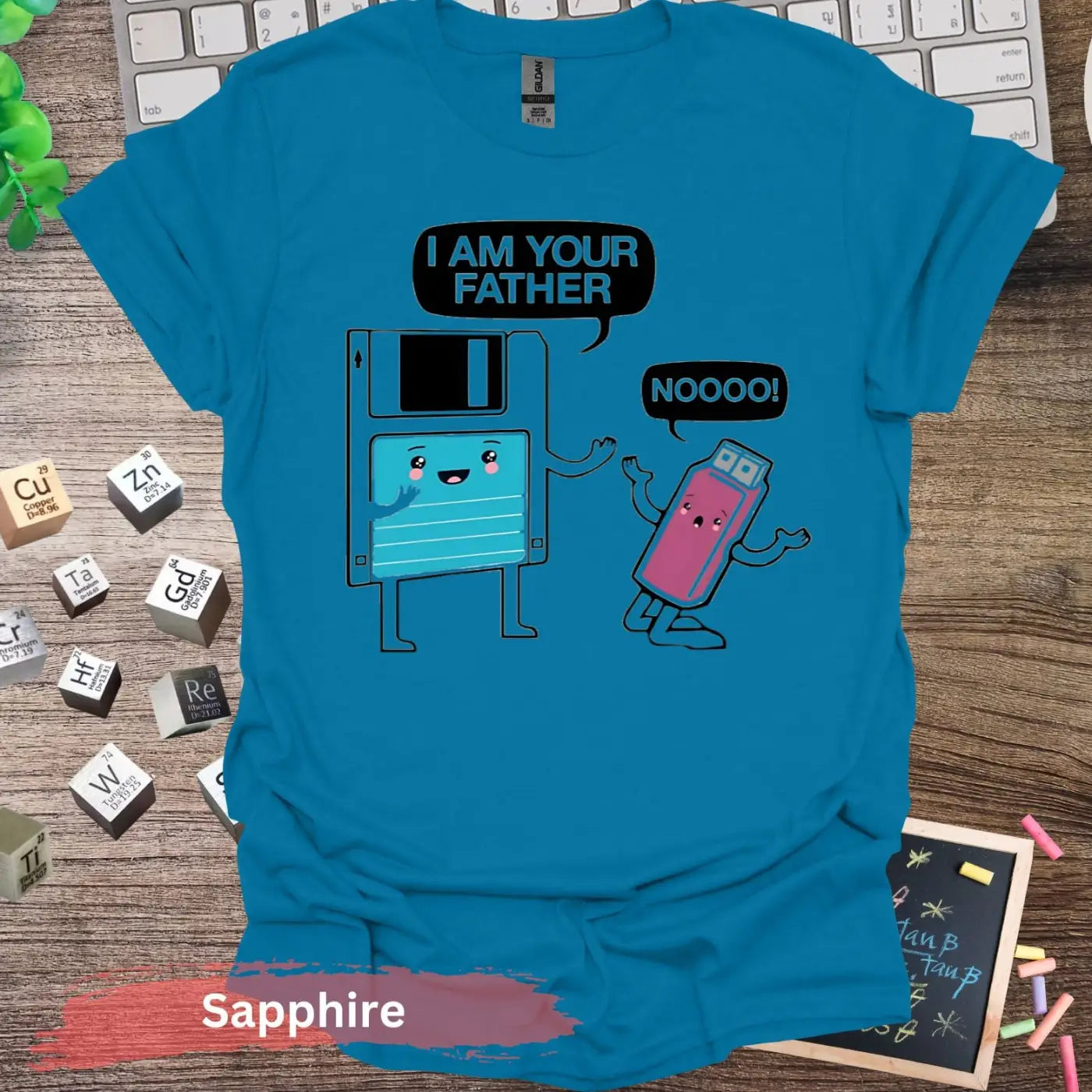 Funny Retro Floppy Disk and USB Quote T-Shirts - S / Sapphire - Physical Item