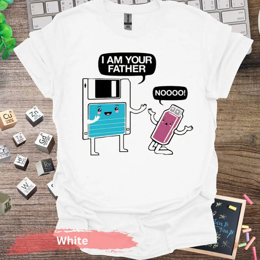 Funny Retro Floppy Disk and USB Quote T-Shirts - S / White - Physical Item