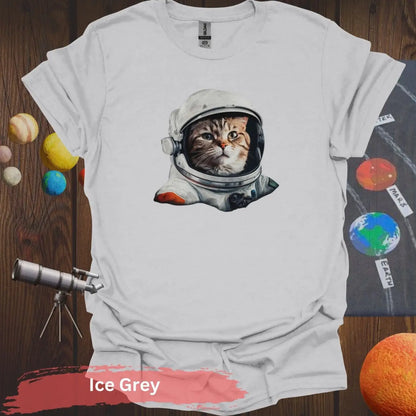 Astronaut Cat T-Shirt - S - Unisex / Ice Grey - Physical Item