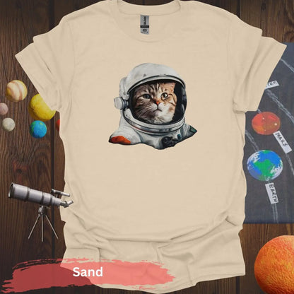 Astronaut Cat T-Shirt - S - Unisex / Sand - Physical Item