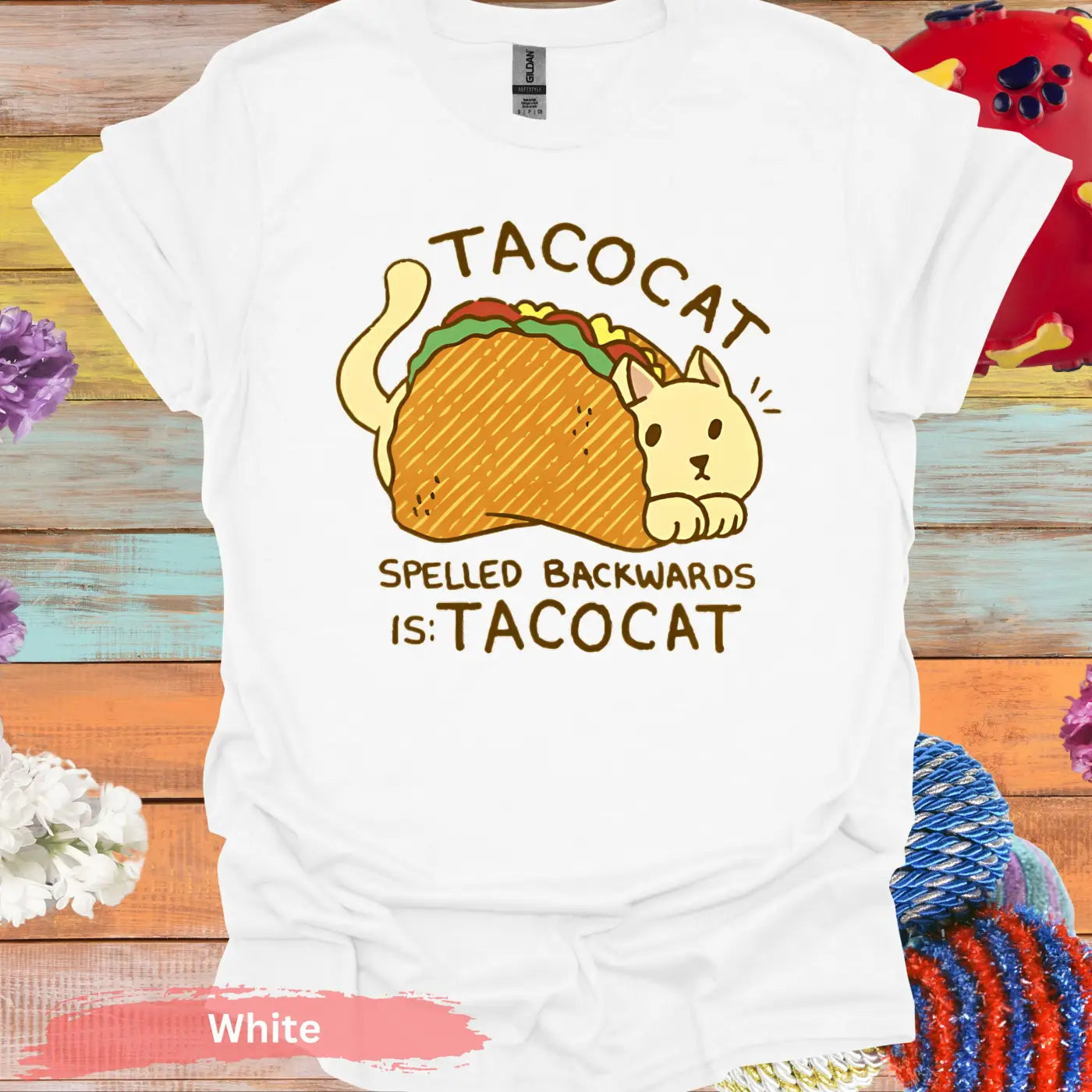 Tacocat Spelled Backwards T-shirt - S / White - Physical Item