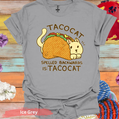 Tacocat Spelled Backwards T-shirt - S / Ice Grey - Physical Item