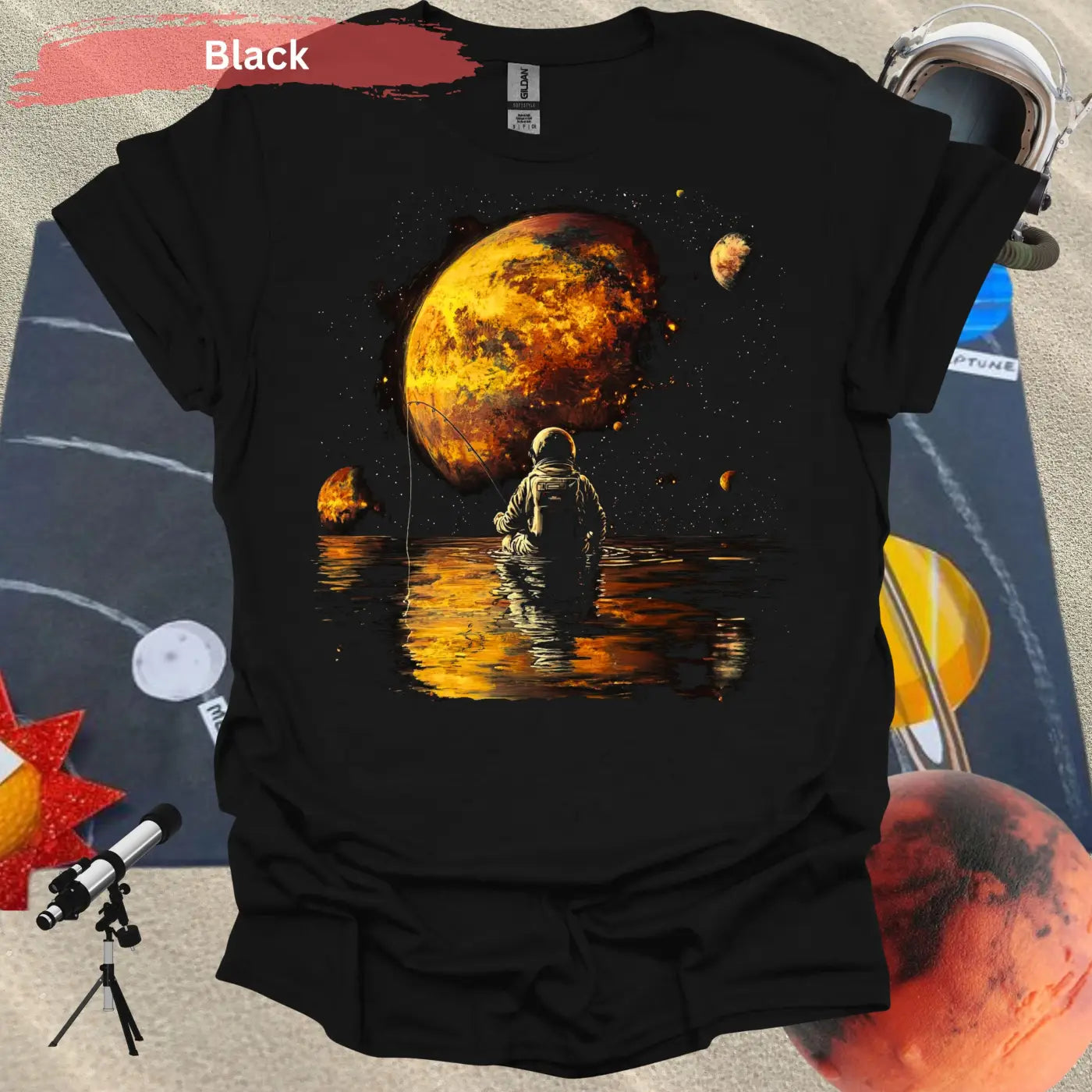 Galactic Fishing Adventure T-Shirt - S / Black - Physical Item