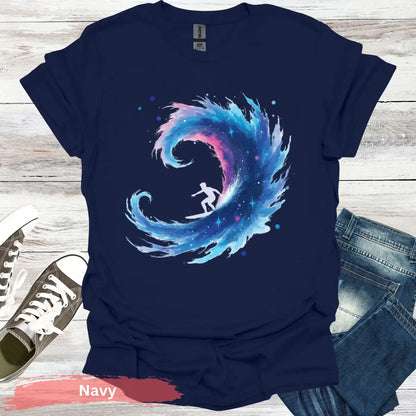 Galactic Surfing Adventure T-shirt - S / Navy - Physical Item