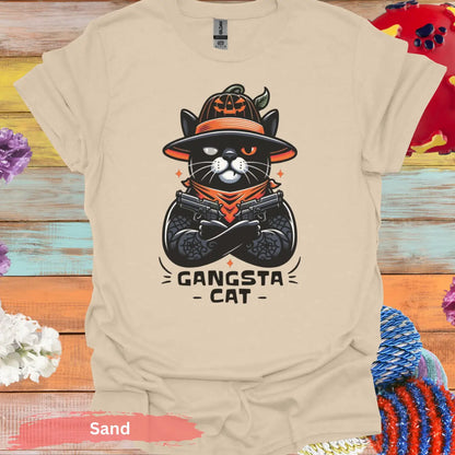 Gangsta Cat T-shirt - S / Sand - Physical Item