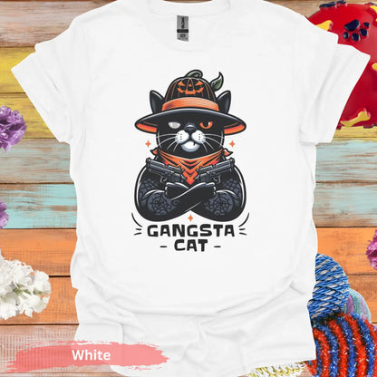 Gangsta Cat T-shirt - S / White - Physical Item